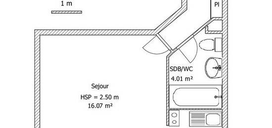 Location appartement 1 pièce 27 m²