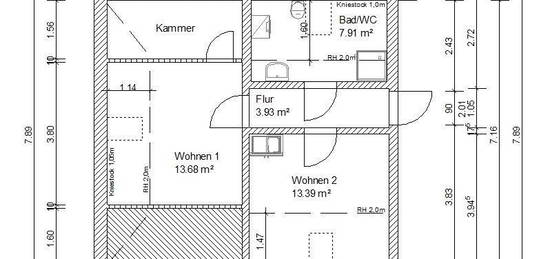 Dachgeschoss Wohnung 2 Zimmer TEILMÖBLIERT