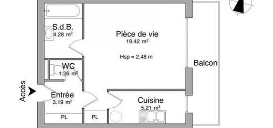 Location appartement 1 pièce 33 m²