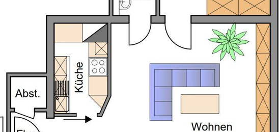 Sehr gemütliche und ruhige 3 Raum-Wohnung im EG, Single-Wohnung