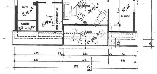 Schöne Wohnung mit 128 m² und überdachter Loggia