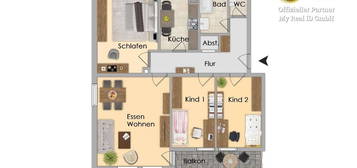 4-Zimmer-Wohnung mit Balkon, Küche, Bad, sep. WC, Kellerabteil