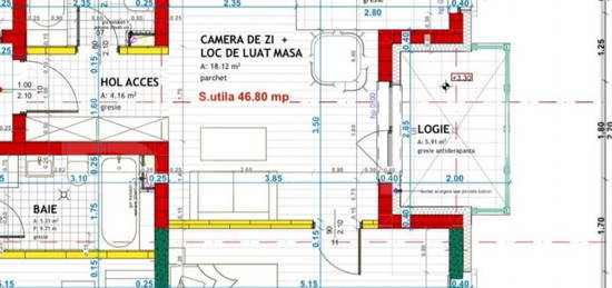 Apartament cu 2 camere, finisat, 47 mp utili, etaj I, zona E