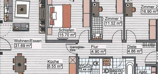 4-Zimmerwohnung in Neu-Ulm zu vermieten