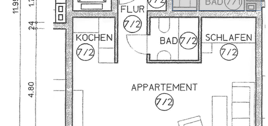 Wunderschönes, komplett saniertes 1-Zimmer Apartment mit Balkon, geh. Innenausstattung und EBK