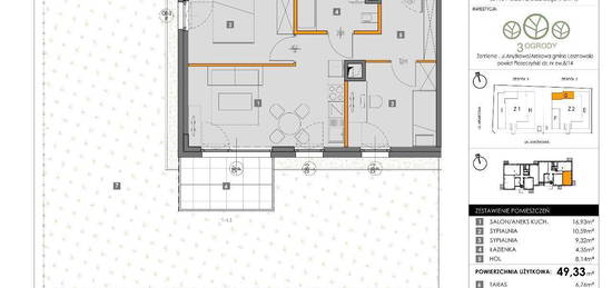 Mieszkanie na sprzedaż, 49.33 m²