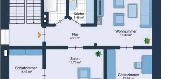 Geräumige Altbau 3-4-Zimmer Wohnung WG-geeignet SG-Mitte