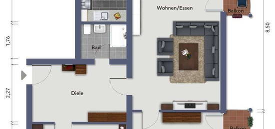 Moderne 3-Zimmer-Wohnung mit flexiblen Nutzungsmöglichkeiten