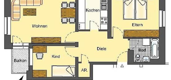 Helle 3-Zimmer-Wohnung mit neuem Bad!