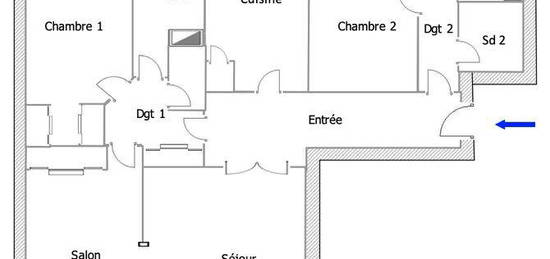 Appt 5 pièces, 3 chambres, terrasse loggia, ascenseur, 2 garages, cave, parc, 5 minutes à pieds de la Partdieu