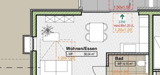 Erstbezug mit Terrasse: schöne 1-Zimmer-Appartment in Hardt