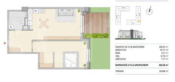 Apartament 2 camere, gradina, SEMICENTRAL