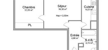 Location appartement 2 pièces 44 m²