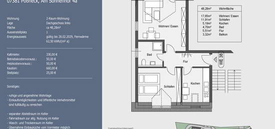 gemütliche 2-Raum- Wohnung im Dachgeschoss