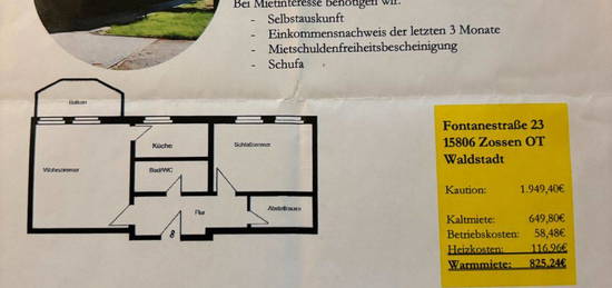 2 Raum Wohnung mit Balkon Nachmieter*in gesucht