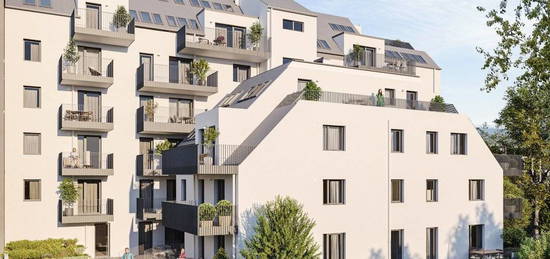 Vorsorgewohnung (Nettopreis) im DG mit Fernblick - riesige Terrasse, Erdwärmeheizung, Klimavorbereitung - Donauzentrum. - WOHNTRAUM