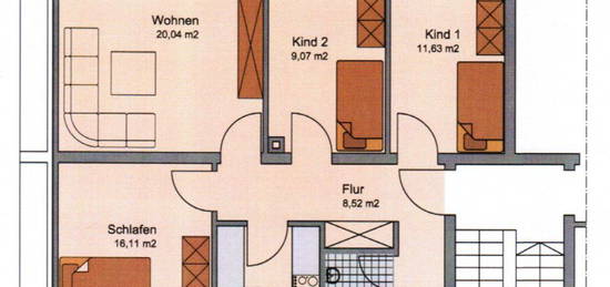 Zu vermieten - 4 Zimmer-Wohnung