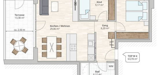 Tolle 3-Zi-Terrassenwohnung TOP 4 in Rankweil-Brederis, Wollgrasweg 4