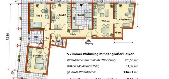 Helle und großzügige 5 Zimmer Wohnung mit Panorama-Blick