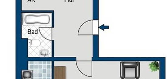 Zentrumsnahe 2-Zimmer-Wohnung mit Balkon und Einbauküche