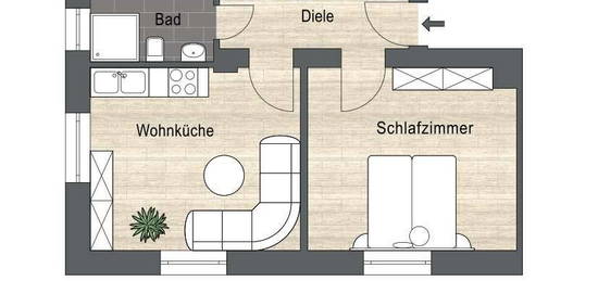 Attraktive 2-Zimmer-EG-Wohnung mit gehobener Innenausstattung Zentrale Lage von Essen