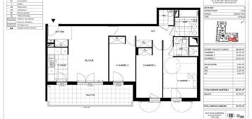 Appartement  à louer, 4 pièces, 3 chambres, 81 m²