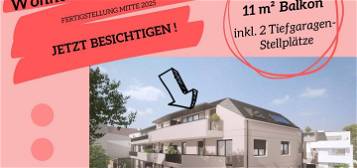 PROVISIONSFREI | Wohnen im Villenviertel | 3 Zimmer Wohnung mit Balkon (DG) inkl. zwei Tiefgaragenstellplätze | Hügelgasse | Fertigstellung Mitte 2025
