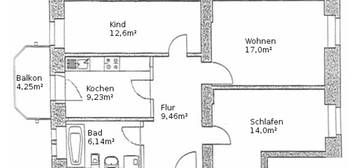 3-Raum-Wohnung mit Balkon und Einbauküche