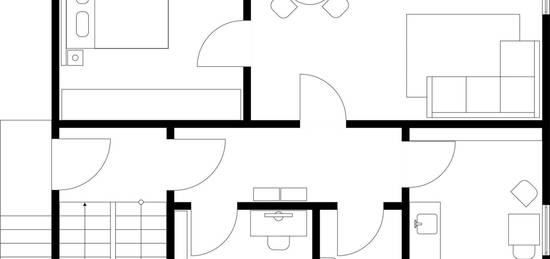 Ruhig gelegen Wohnung 3ZKB, Parkplatz, Garten, Keller, Gartenhaus