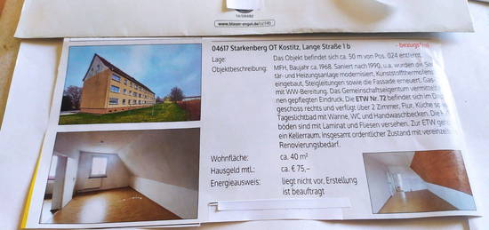 2 Raum Dachgeschoß Wohnung in 04617 Kostitz