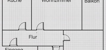 2-Zimmer-Wohnung-50 m² mit Balkon