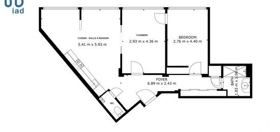 Appartement  à vendre, 3 pièces, 2 chambres, 62 m²