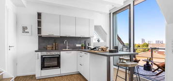 Stilvolle und rennovierte 2-Zimmer-Maisonette-Wohnung in Münster-Zentrum, Küche, Bad, Balkon, Keller