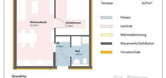 Erstbezug: sehr helle 2 Zimmer WHG mit Balkon