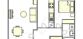 Appartement meublé  à louer, 2 pièces, 1 chambre, 49 m²
