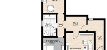 2,5-Zimmer-Erdgeschosswohnung mit Terrasse und Einbauküche