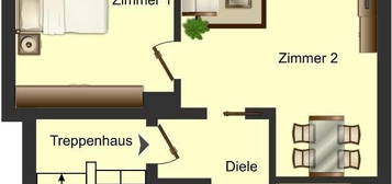 Renovierte 2-Zimmer-Wohnung in einem sauberen Haus, mit netten Nachbarn..