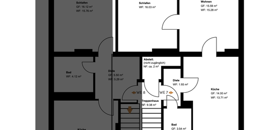 !!Sanierte!! schöne 2-Zimmer-Dachgeschosswohnung in sanierter Altbaucharme